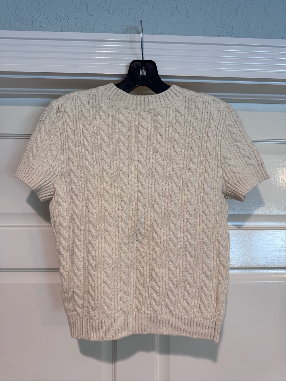 J. Crew Cream Cable Knit Short Sleeve Cardigan Sweater NWOT - Picture 3 of 5